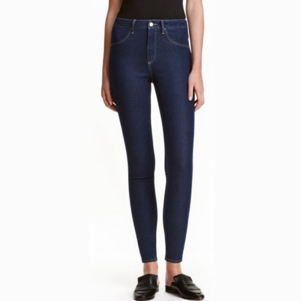 H&M High Waist Dark Wash Stretch Skinny Jeans Size 31/32